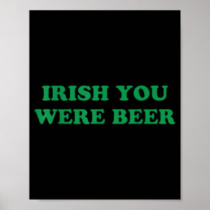 Póster Cerveza irlandesa tréboles divertidos sello día de