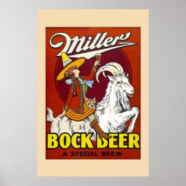 Póster Cerveza Miller - Bock ¡Una Cerveza Especial! Años 