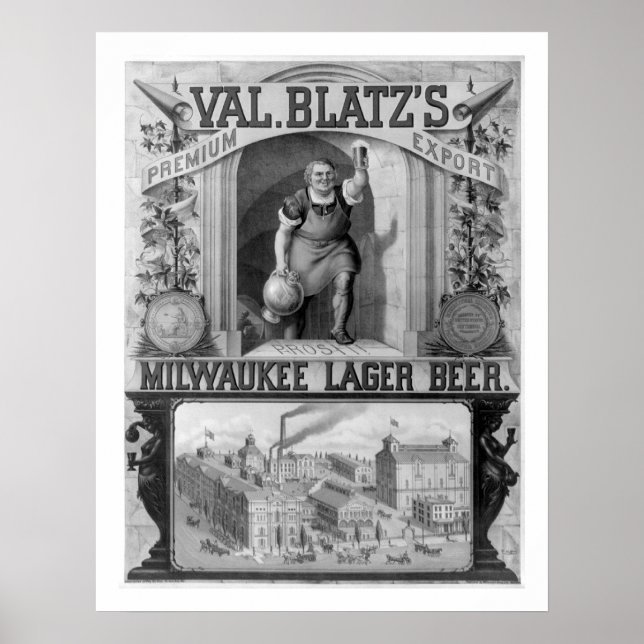 Póster Cerveza Milwaukee Lager de Vintage Blatz (Frente)