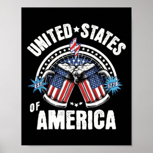 Póster Cerveza Patriótica Bandera Americana Cerveza 4 De 
