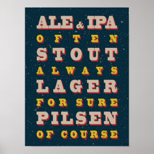 Póster Cerveza Siempre. Poster de cerveza de época. Cerve