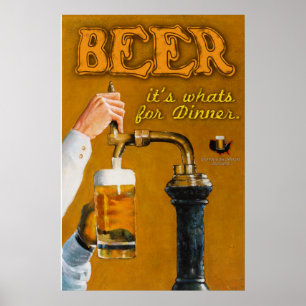 Póster Cerveza su cuál está para la cena