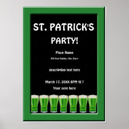 Póster Cerveza verde St Patrick's Fiesta Poster