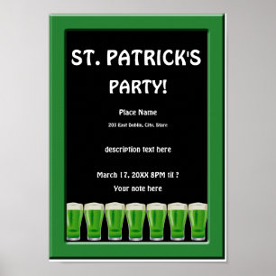 Póster Cerveza verde St Patrick's Fiesta Poster
