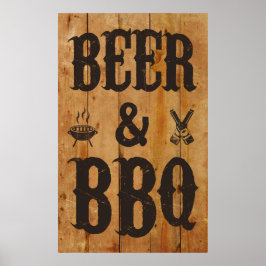 Póster Cerveza y barbacoa