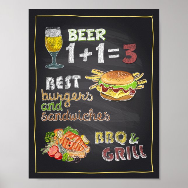 Póster Cerveza y hamburguesas (Frente)