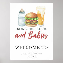 Póster Cerveza y hamburguesas con ducha de bebé