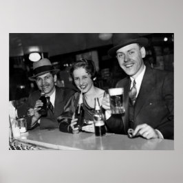 PÓSTER CERVEZA Y PRETZELS TRAS LA PROHIBICIÓN DE 1933