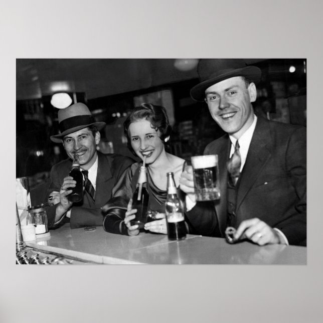 PÓSTER CERVEZA Y PRETZELS TRAS LA PROHIBICIÓN DE 1933 (Frente)