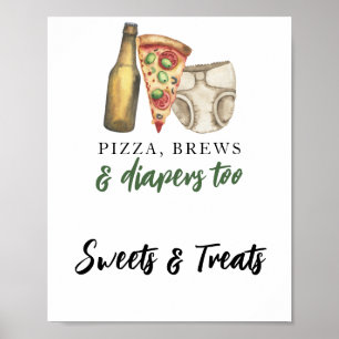 Póster Cervezas y pañales - Dulces y golosinas baby showe
