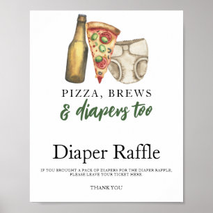 Póster Cervezas y pañales Sorteo de pañales para baby sho
