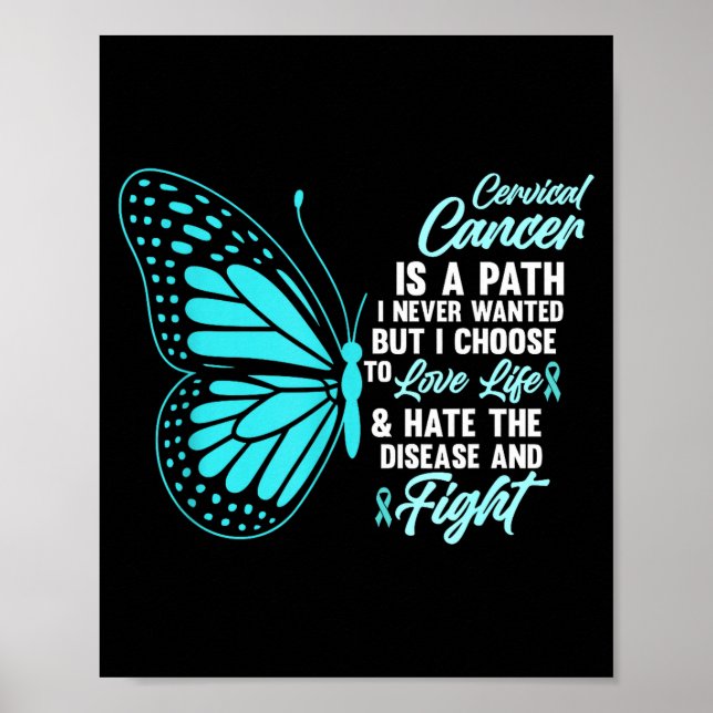 Póster Cervical Cancer Awareness Butterfly Quote Suprt  (Frente)