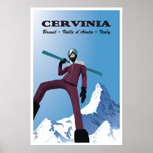 Póster Cervinia,Breuil,Valle d'Aosta,Italia,Esquí