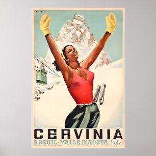 Póster Cervinia Cervino Matterhorn Italia Esquí Montañas