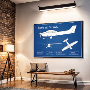 Póster Cessna 172 Skyhawk - Planes de diseño aéreo ABD