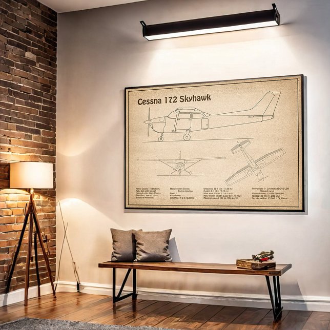 Póster Cessna 172 Skyhawk - Planes de huella azul de avió (Subido por el creador)