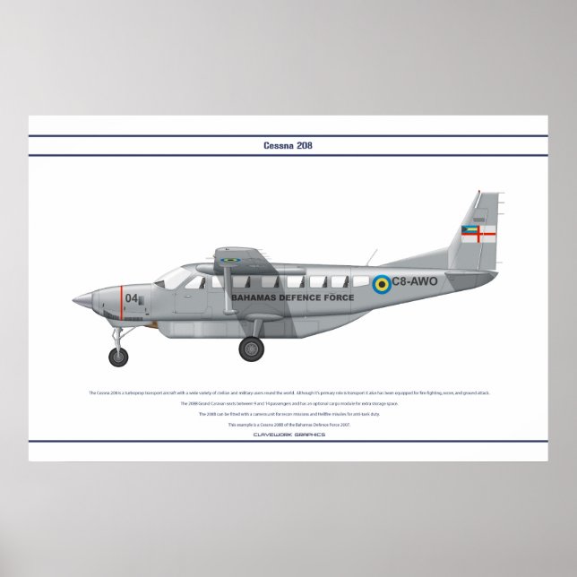 Póster Cessna 208 Bahamas (Frente)