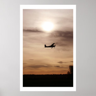 Póster Cessna por la noche 182