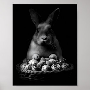 Póster Cesta de conejo de Pascua Y2k lavado vintage estét