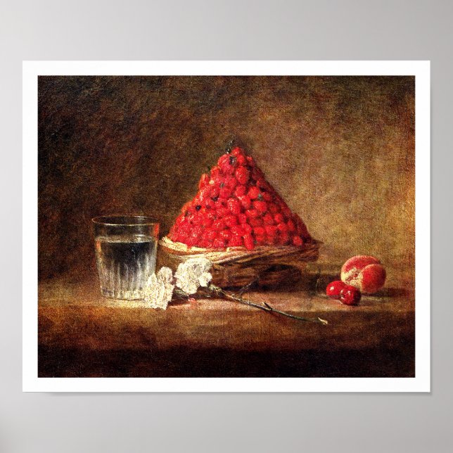 Póster Cesta de fresas silvestres por Chardin (Frente)