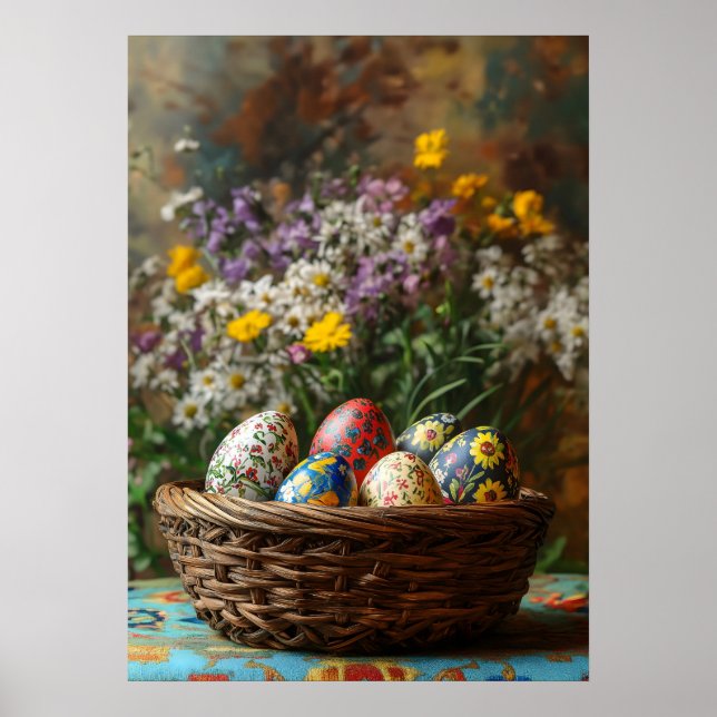 Póster Cesta de Huevo de Pascua (Frente)