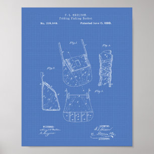 Póster Cesta de Pesca 1880 Patent Art Blueprint