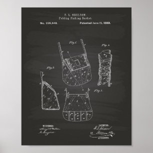Póster Cesta de Pesca 1880 Patent Art Chalkboard