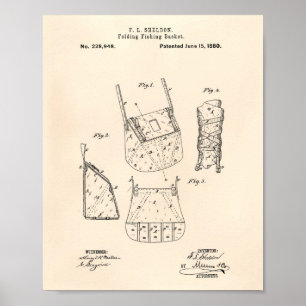 Póster Cesta de Pesca 1880 Patent Art Old Peper