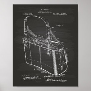 Póster Cesta de truchas 1921 Patent Art Chalkboard