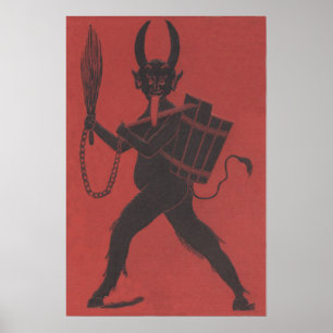 Póster Cesta Roja de Krampus Interruptor de Cadena Lengua