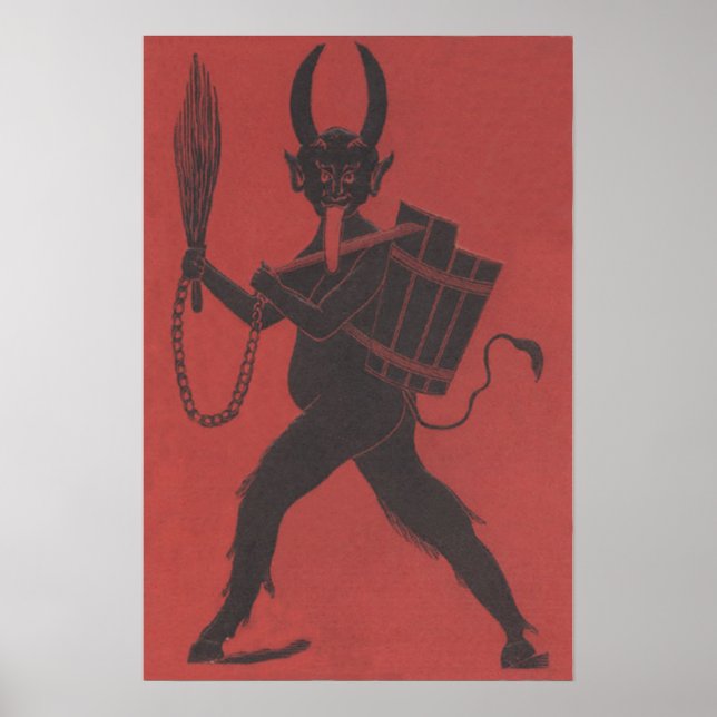 Póster Cesta Roja de Krampus Interruptor de Cadena Lengua (Frente)