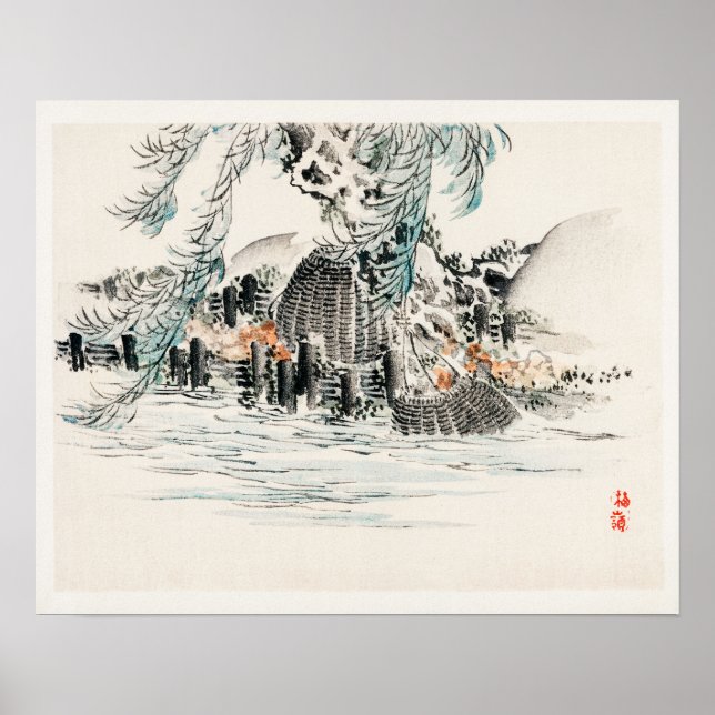 Póster Cestas de pesca de Kōno Bairei (1844-1895) (Frente)