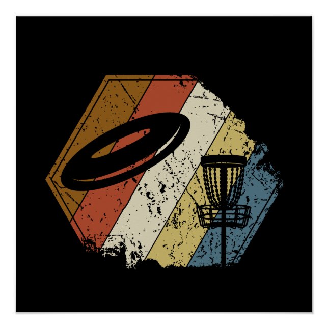 Póster Cesto de Disc Golf Retro (Anverso)