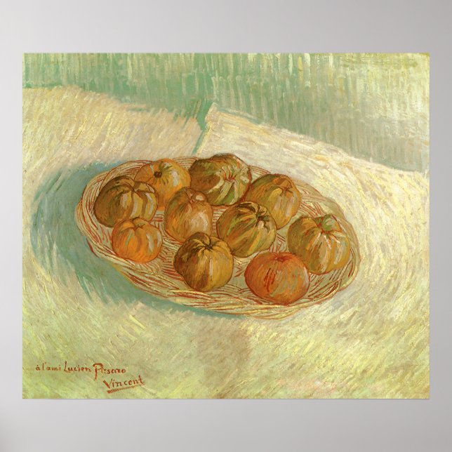 Póster Cesto de manzanas bodegón de Vincent van Gogh (Frente)
