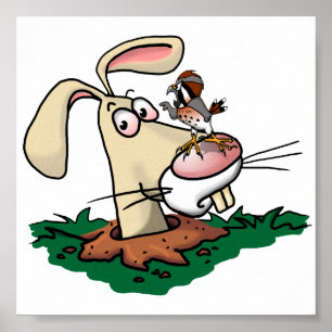 Póster Cestrel y conejo