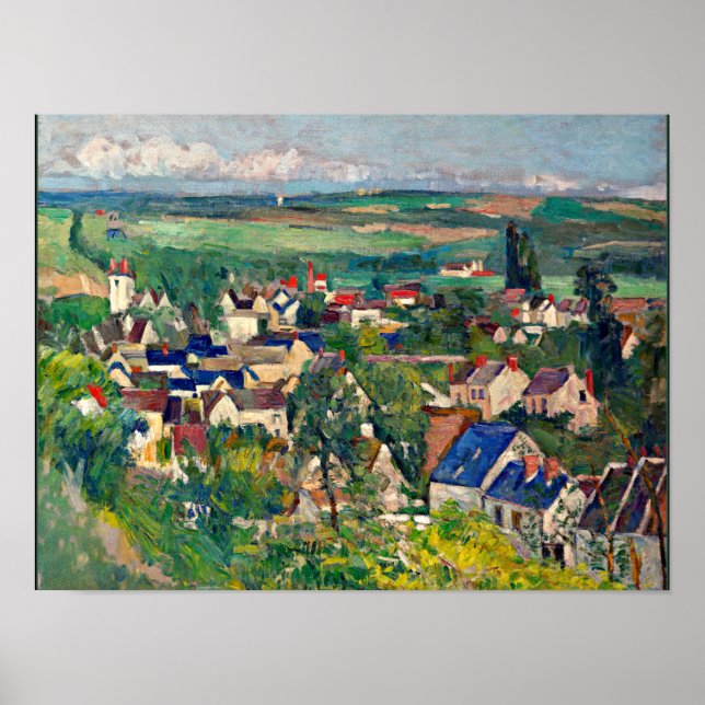 Póster Cezanne - Auvers, vista panorámica (Frente)