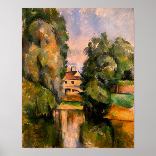 Póster Cézanne - Casa de Campo Junto a un Río (Frente)