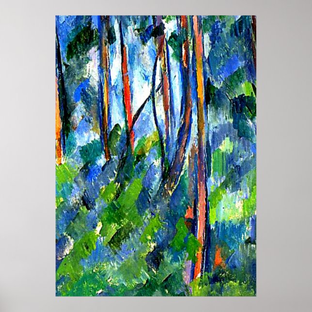 Póster Cezanne - En los bosques, pintura famosa (Frente)