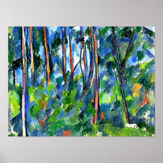 Póster Cezanne - En los bosques, pintura famosa (Frente)