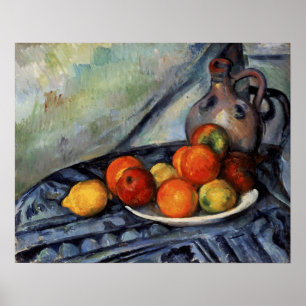 Póster Cézanne - Fruta Y Un Jug En Una Mesa