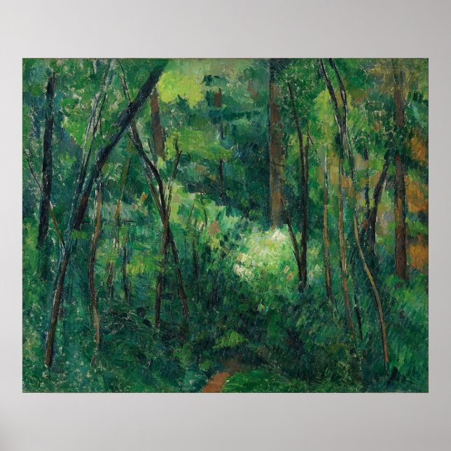 Póster Cézanne, interior de un bosque (Frente)