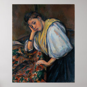 Póster Cézanne - Joven italiana en una mesa