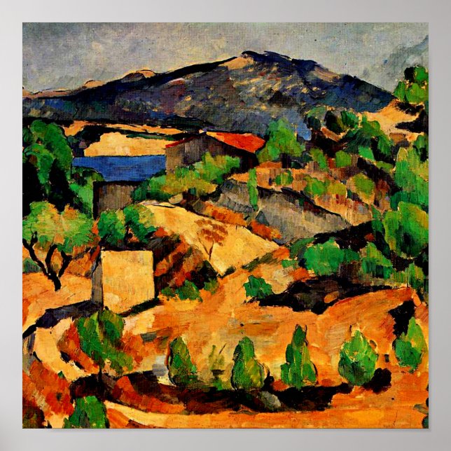 Póster Cezanne - Montañas vistas desde l'Estaque (Frente)