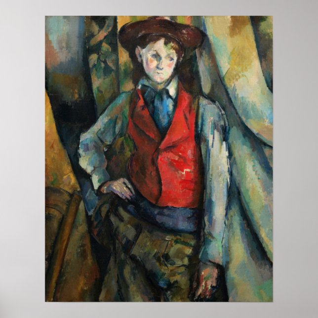 Póster Cézanne - Niño En Un Abrigo Rojo (Frente)