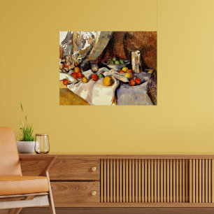 Póster Cezanne - Still Life Post, Bottle, Cup and Fruit