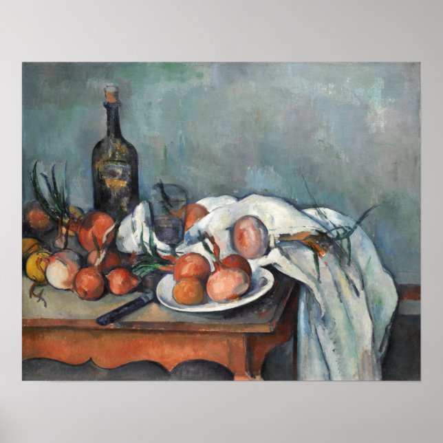 Póster Cézanne - Todavía la vida con las cebollas (Frente)