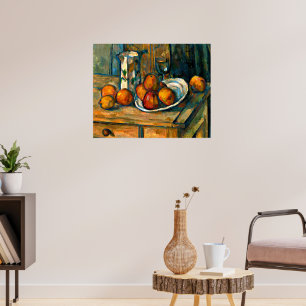 Póster Cezanne - Todavía la vida con leche y fruta