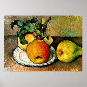 Póster Cezanne - Todavía la vida con manzanas y peras