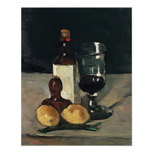 Póster Cezanne - Vida fija con botellas, vidrio, lemones (Anverso)