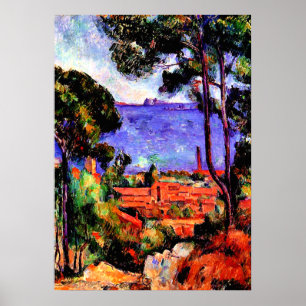 Póster Cezanne - Vista a través de los árboles